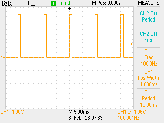 Oscilloscope trace as described in main text